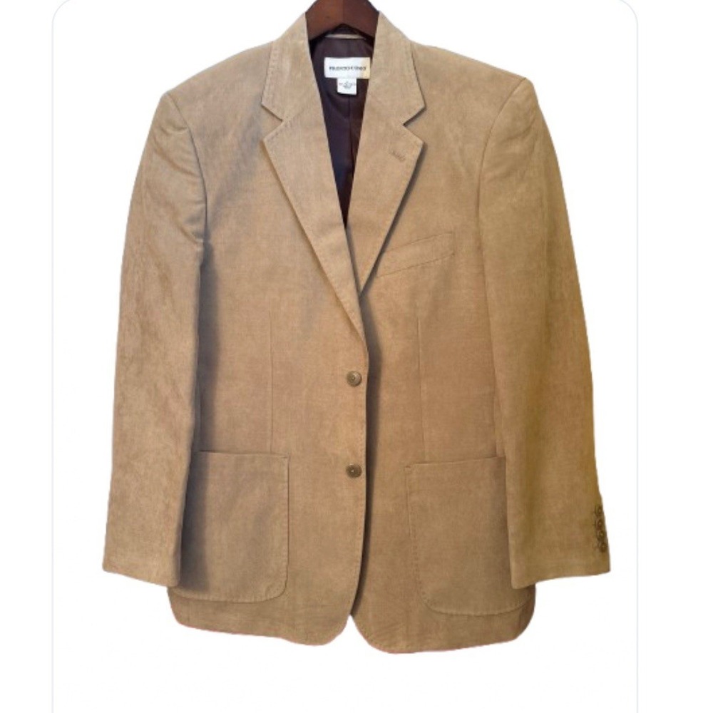 Pronto Uomo Men's Blazer Suit Jacket Large Tan Faux Suede Excellent Condition